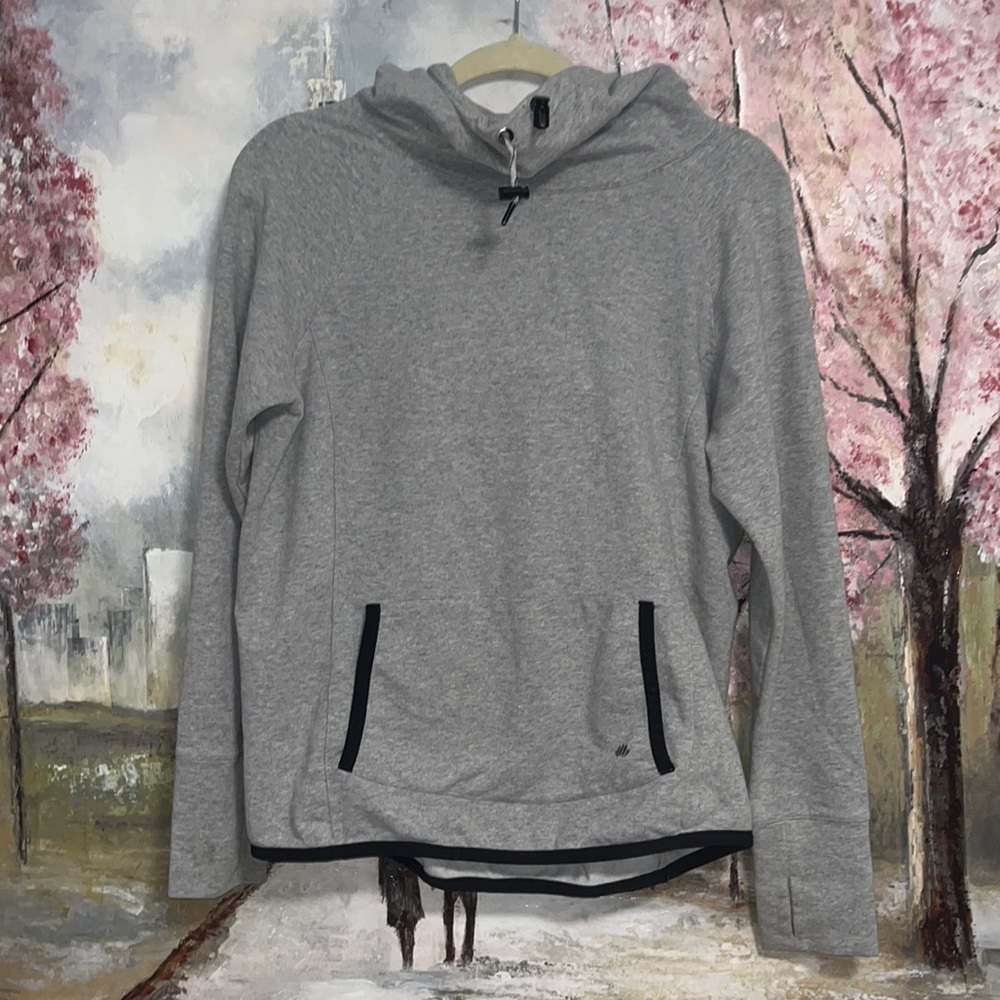 Studio by Energy Zone Cowl Neck Hoodie Sweatshirt Gray size Small EUC
